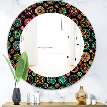 Obsidian Impressions 1 - Bohemian and Eclectic Mirror - Oval or Round Wall Mirror