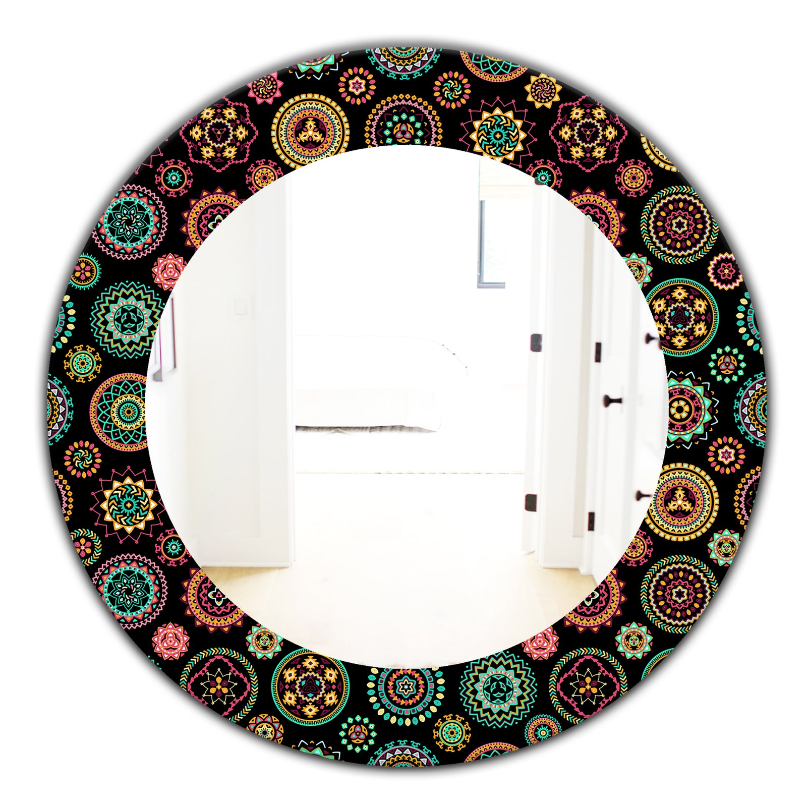 Obsidian Impressions 1 - Bohemian and Eclectic Mirror - Oval or Round Wall Mirror