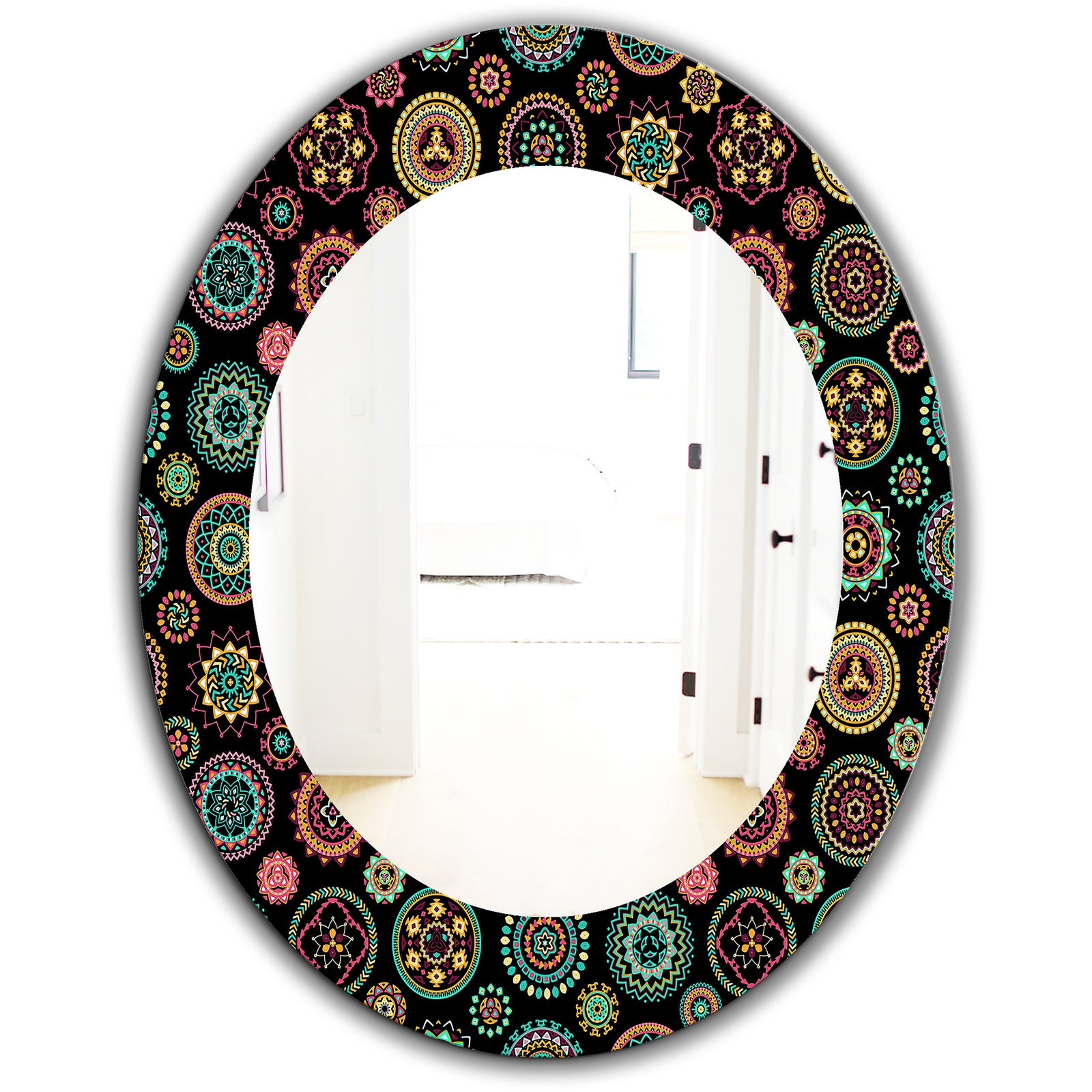 Obsidian Impressions 1 - Bohemian and Eclectic Mirror - Oval or Round Wall Mirror
