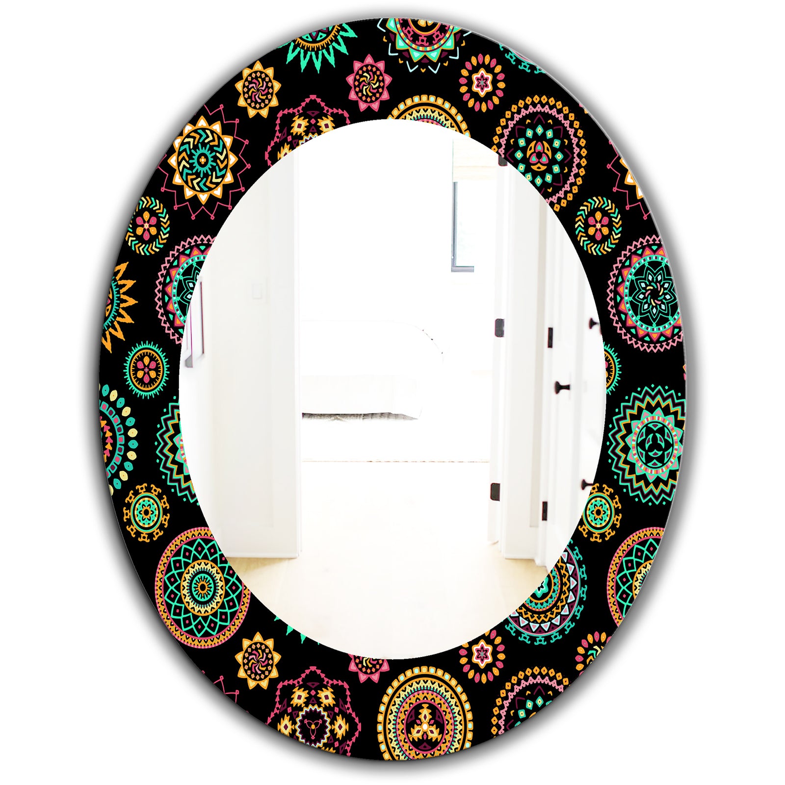 Obsidian Impressions 2 - Bohemian and Eclectic Mirror - Oval or Round Wall Mirror