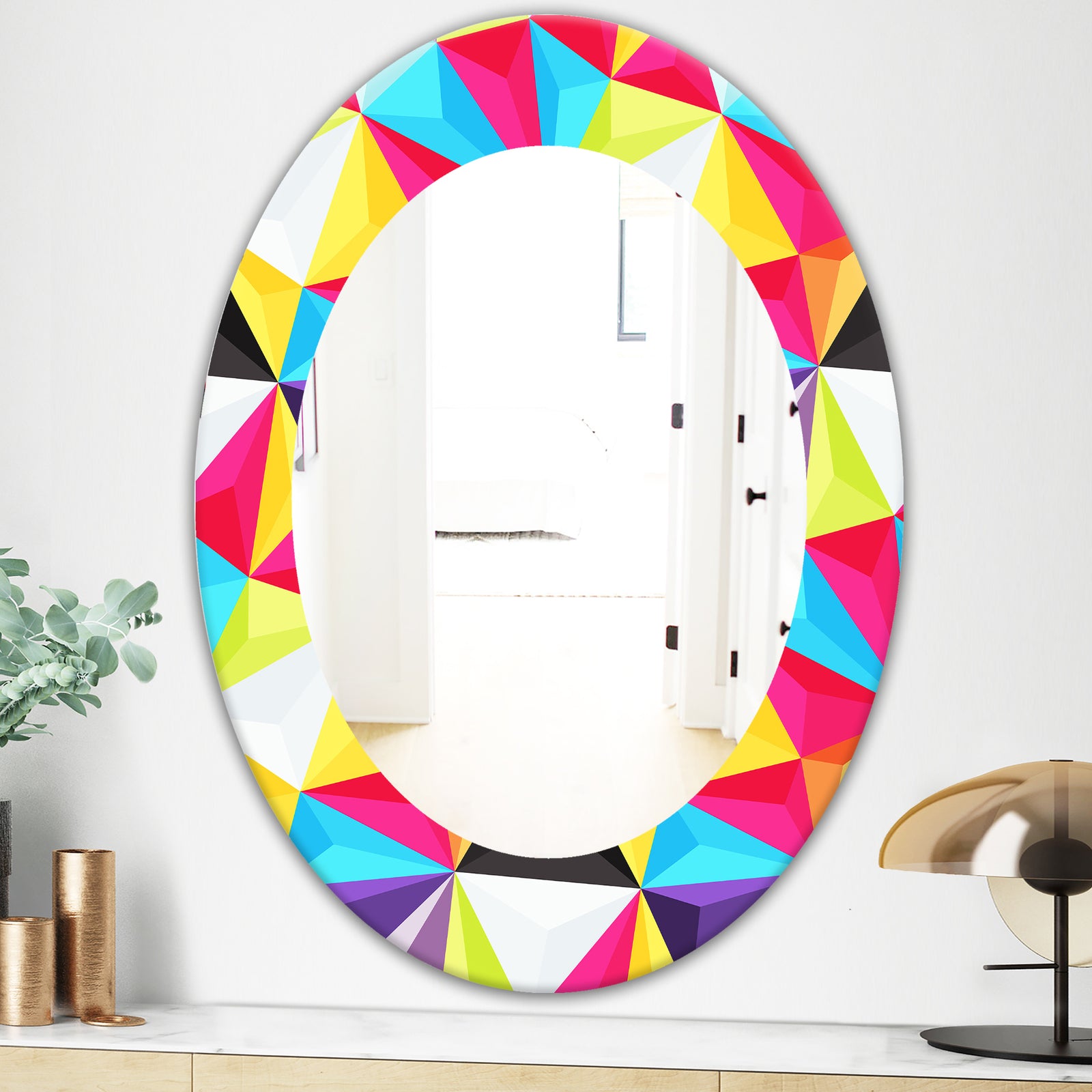 Capricious Colorfields 1 - Modern Mirror - Frameless Oval or Round Wall Mirror