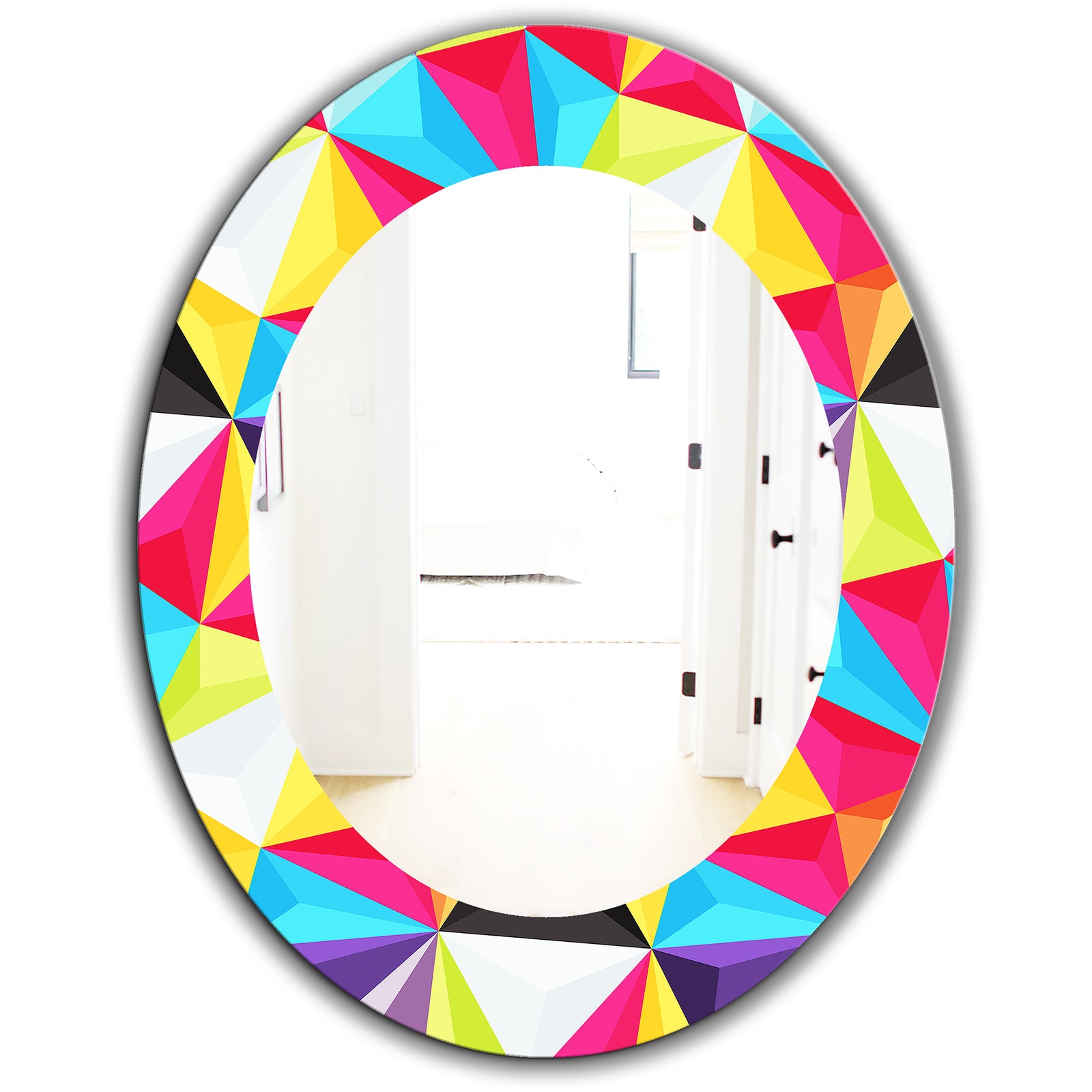 Capricious Colorfields 1 - Modern Mirror - Frameless Oval or Round Wall Mirror