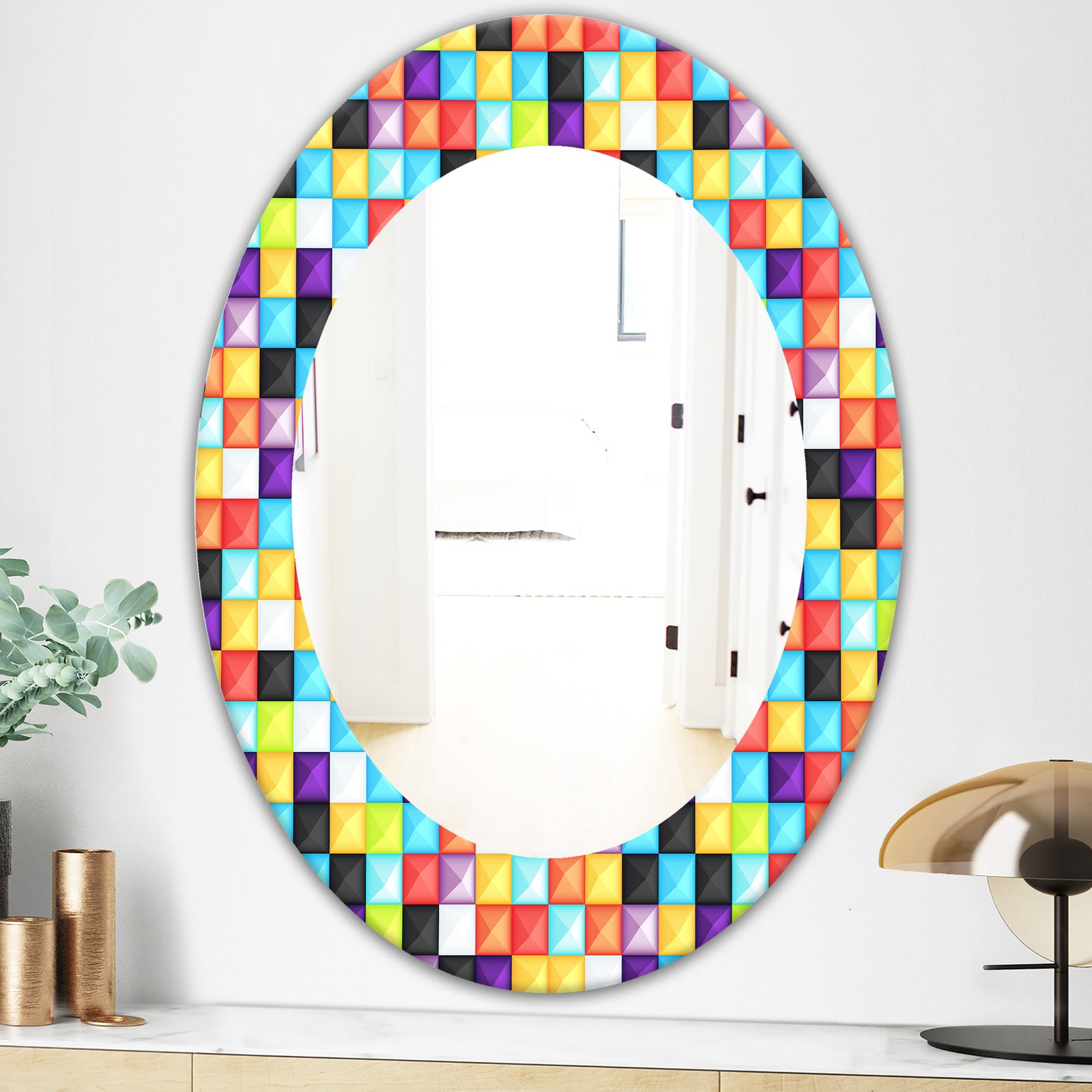 Capricious Colorfields 2 - Modern Mirror - Oval or Round Wall Mirror