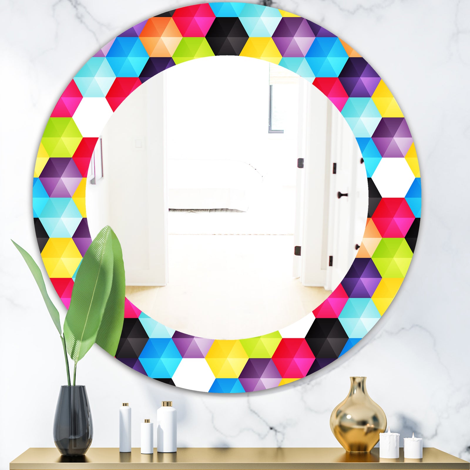 Capricious Colorfields 3 - Modern Mirror - Oval or Round Wall Mirror