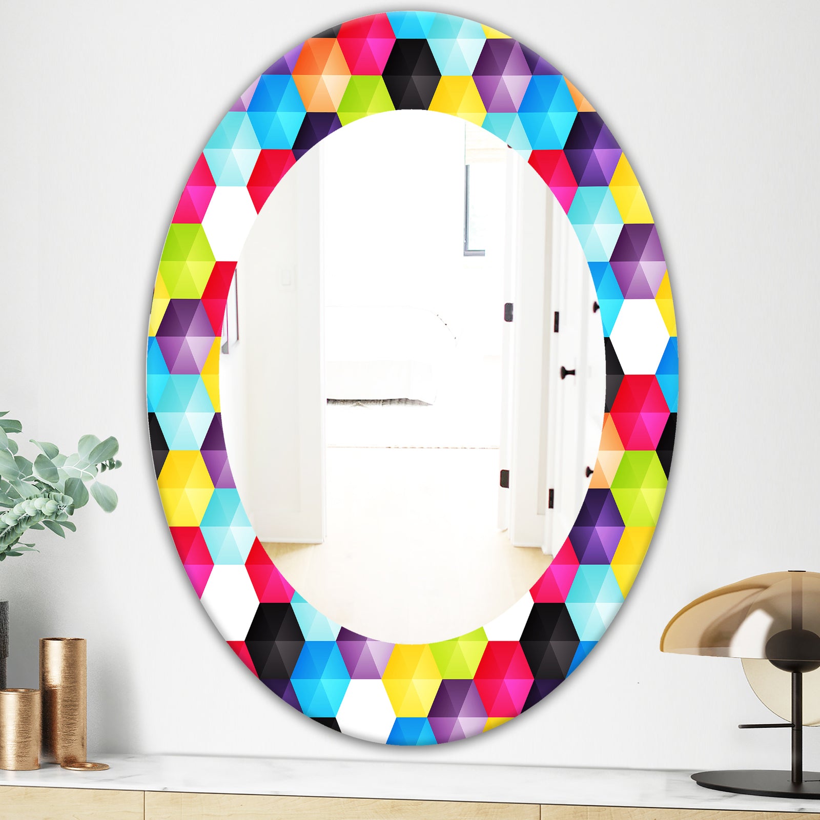 Capricious Colorfields 3 - Modern Mirror - Oval or Round Wall Mirror