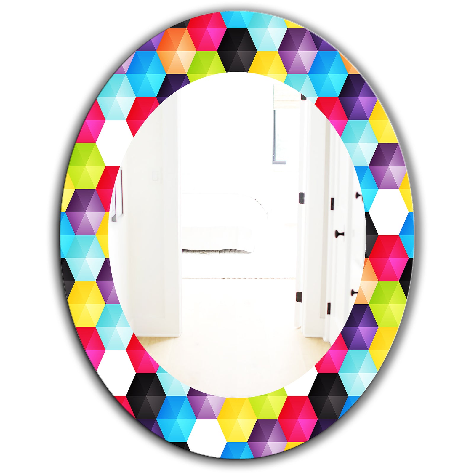 Capricious Colorfields 3 - Modern Mirror - Oval or Round Wall Mirror
