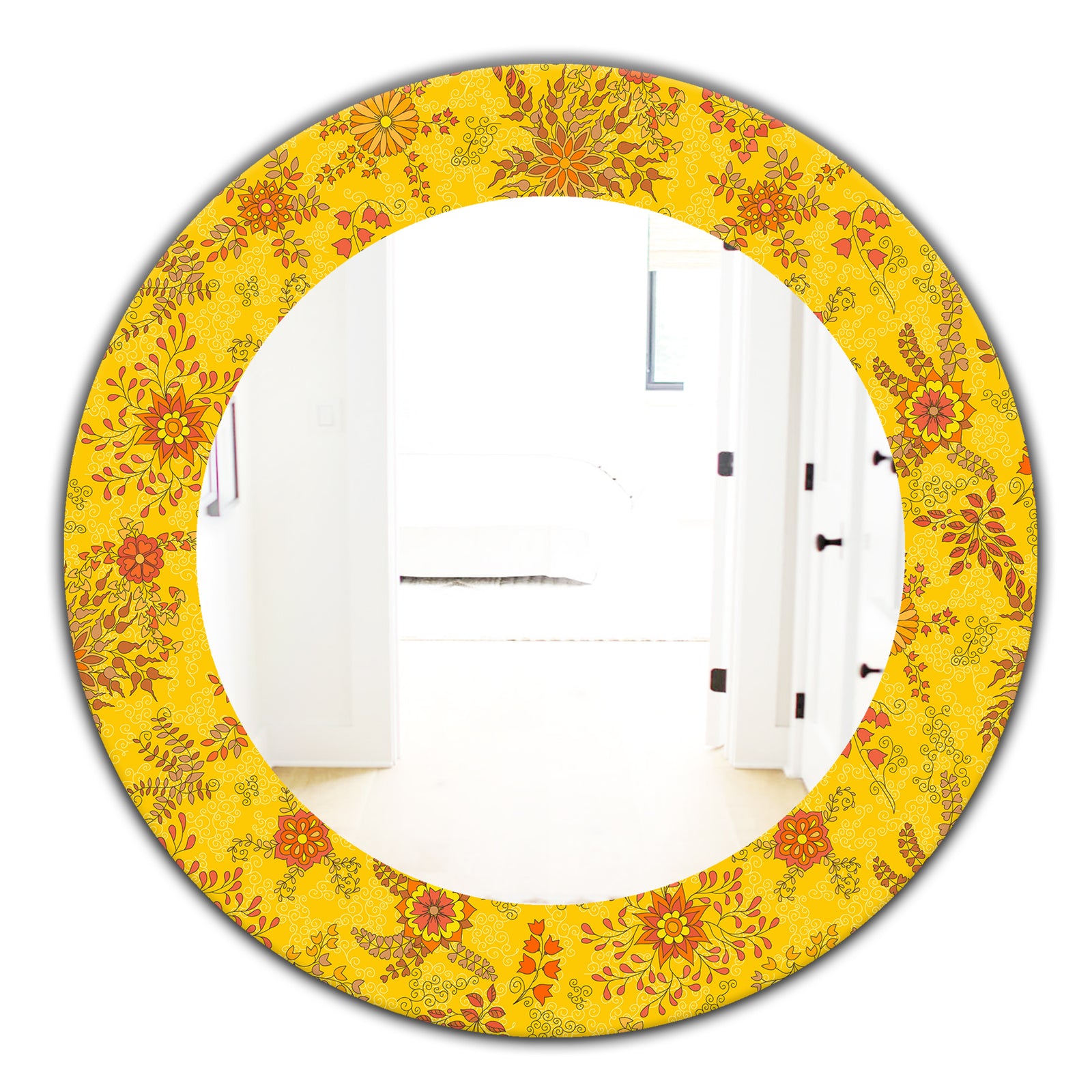 Yellow Moods 2 - Mid-Century Mirror - Oval or Round Wall Mirror