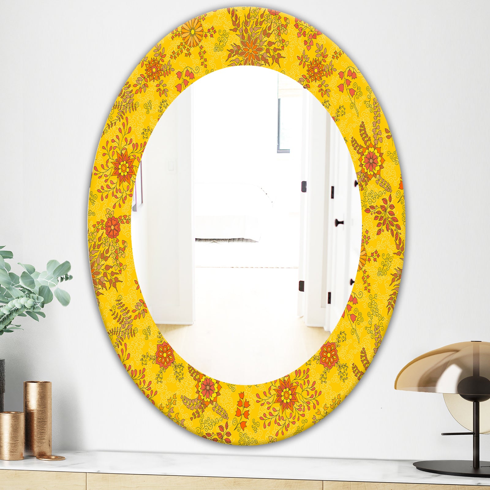 Yellow Moods 2 - Mid-Century Mirror - Oval or Round Wall Mirror