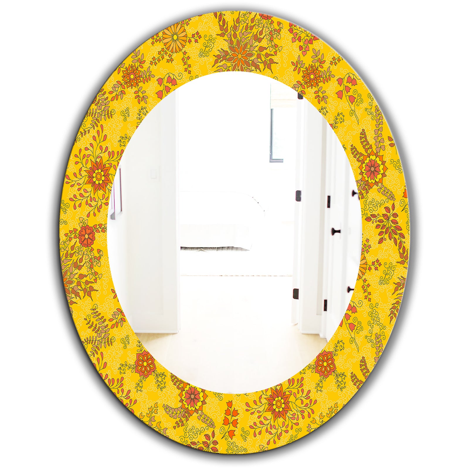 Yellow Moods 2 - Mid-Century Mirror - Oval or Round Wall Mirror
