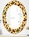 Pattern With Mexican Symbols - Bohemian and Eclectic Mirror - Oval or Round Wall Mirror