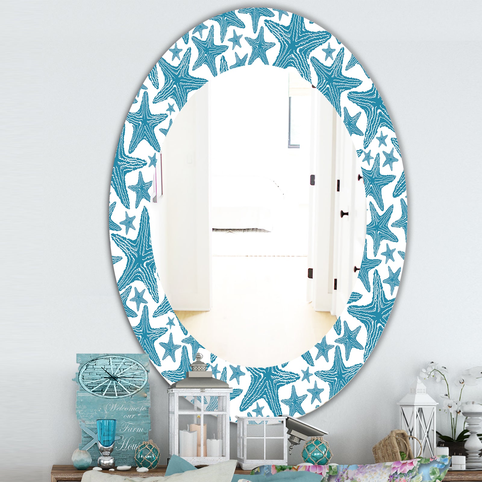 Costal Creatures 4 - Traditional Mirror - Oval or Round Wall Mirror