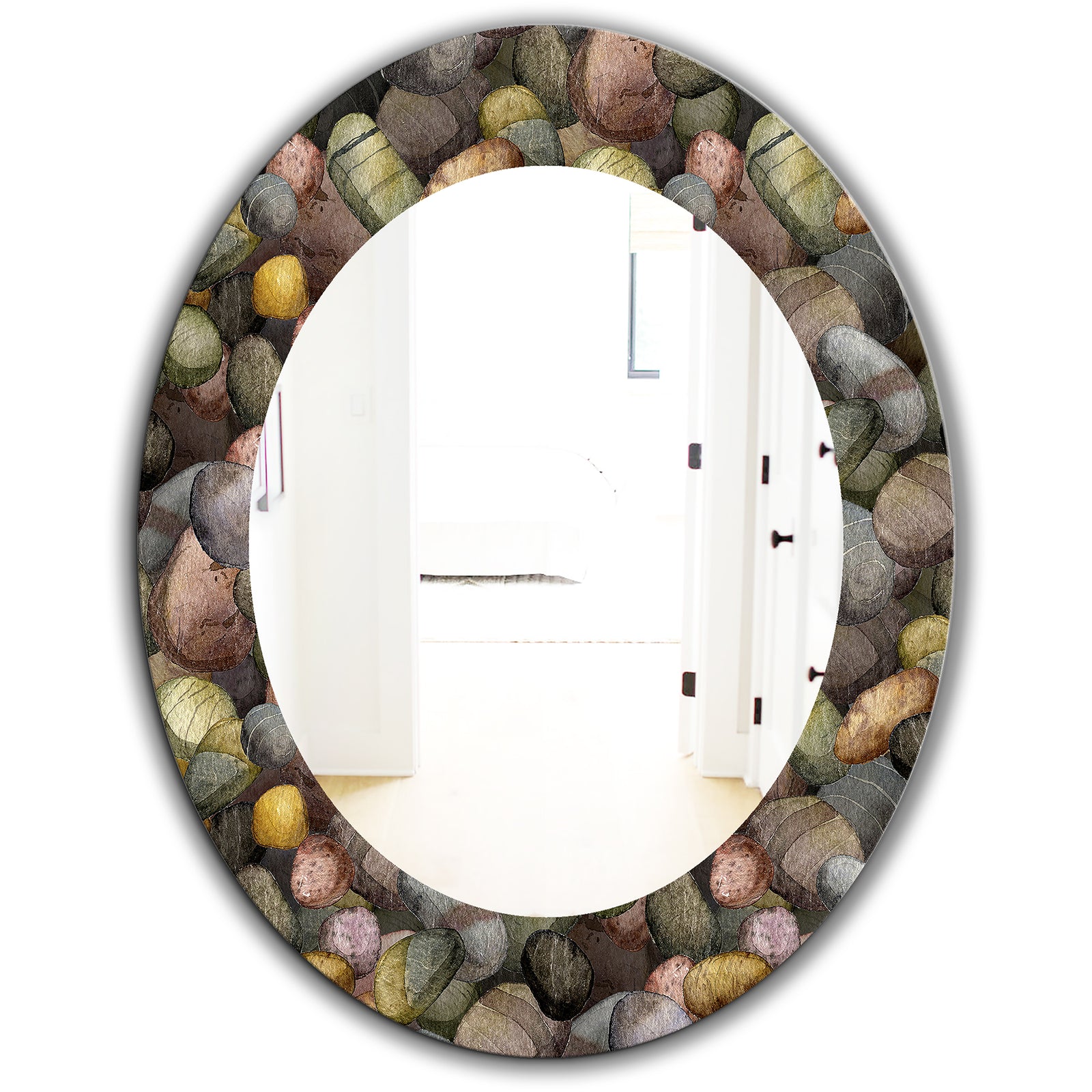 Sea and Shore Stones - Traditional Mirror - Oval or Round Wall Mirror