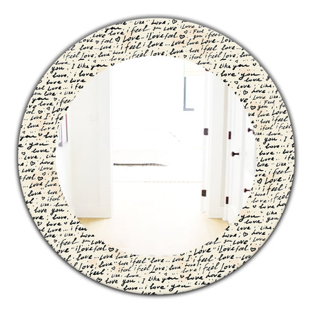 I Feel Love Text Pattern - Bohemian and Eclectic Mirror - Oval or Round Wall Mirror