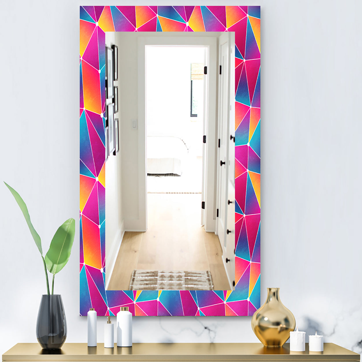 Bright Triangle With Grunge Effect - Modern Mirror - Frameless Vanity Mirror