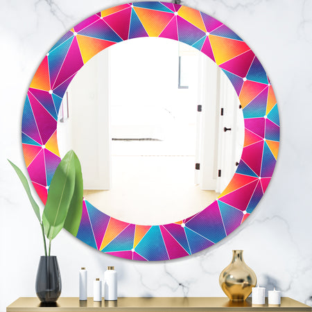 Bright Triangle With Grunge Effect - Modern Mirror - Oval or Round Wall Mirror