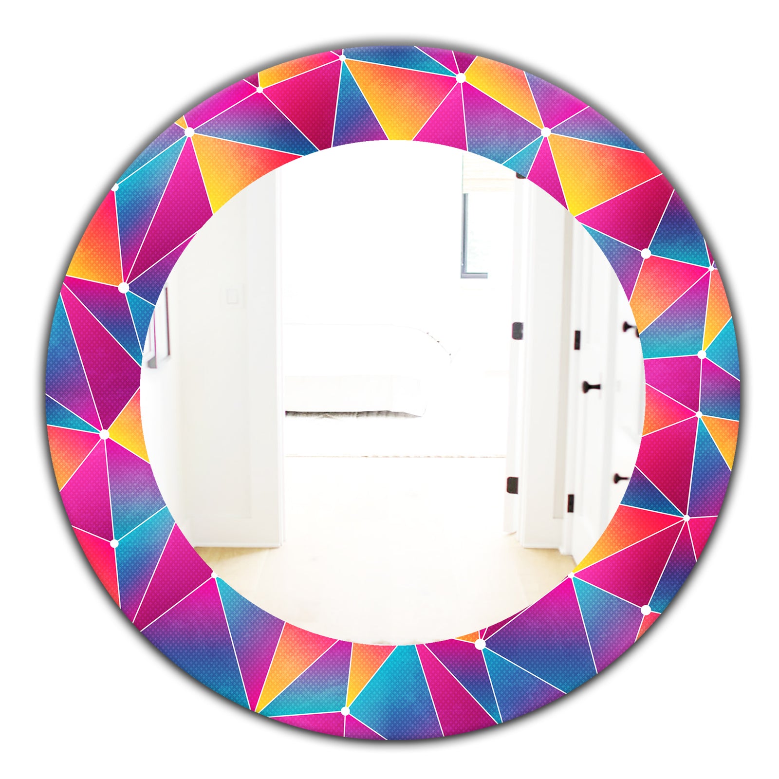 Bright Triangle With Grunge Effect - Modern Mirror - Oval or Round Wall Mirror