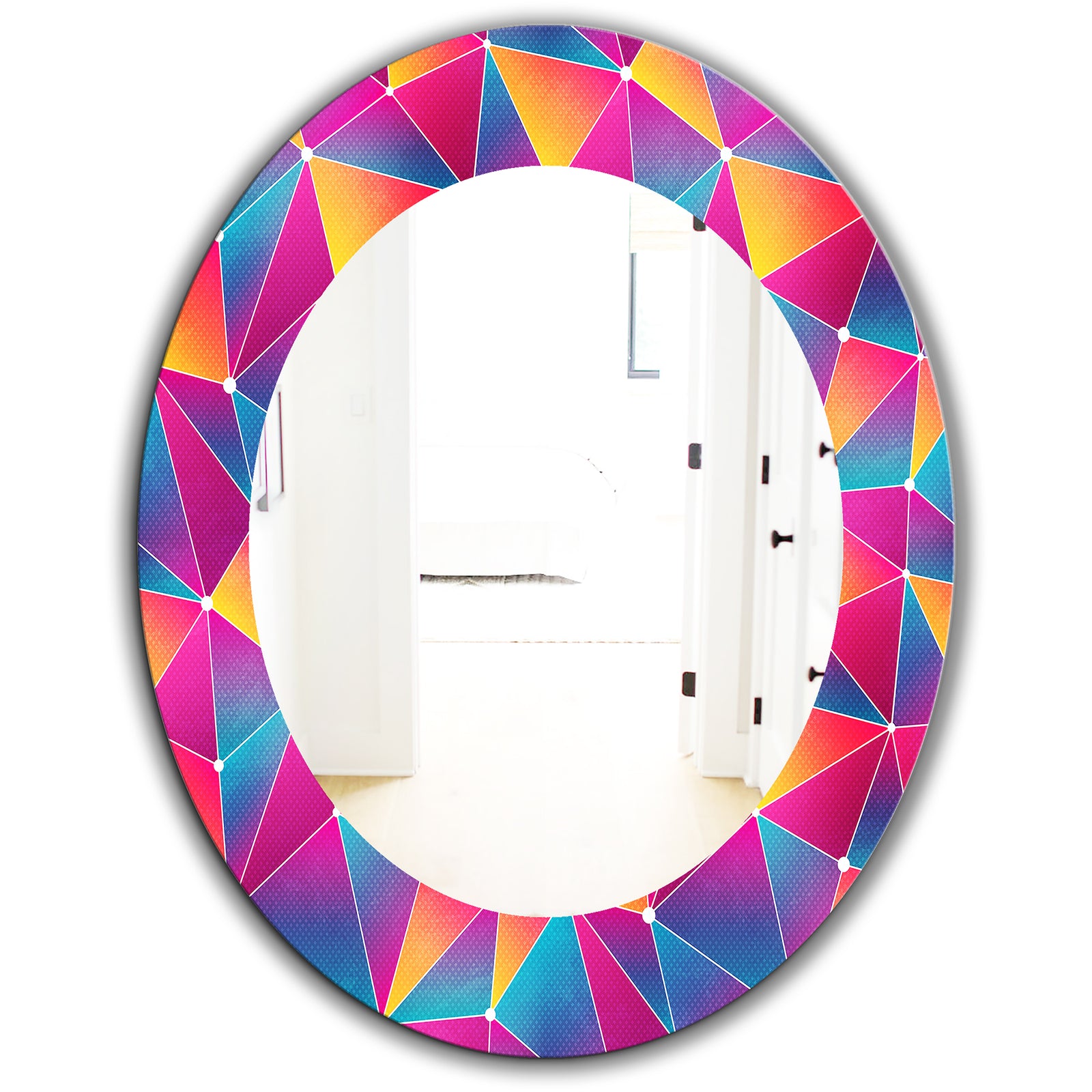 Bright Triangle With Grunge Effect - Modern Mirror - Oval or Round Wall Mirror