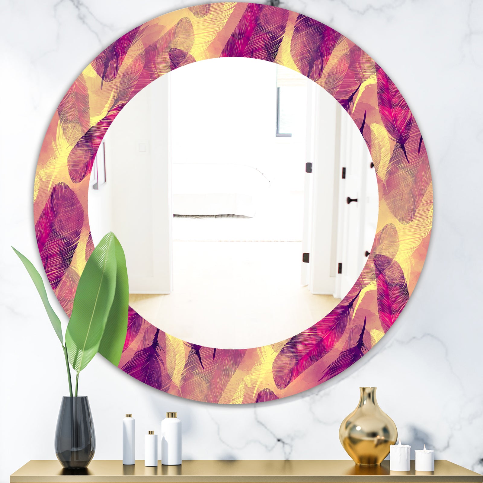 Feathers 3 - Modern Mirror - Oval or Round Wall Mirror