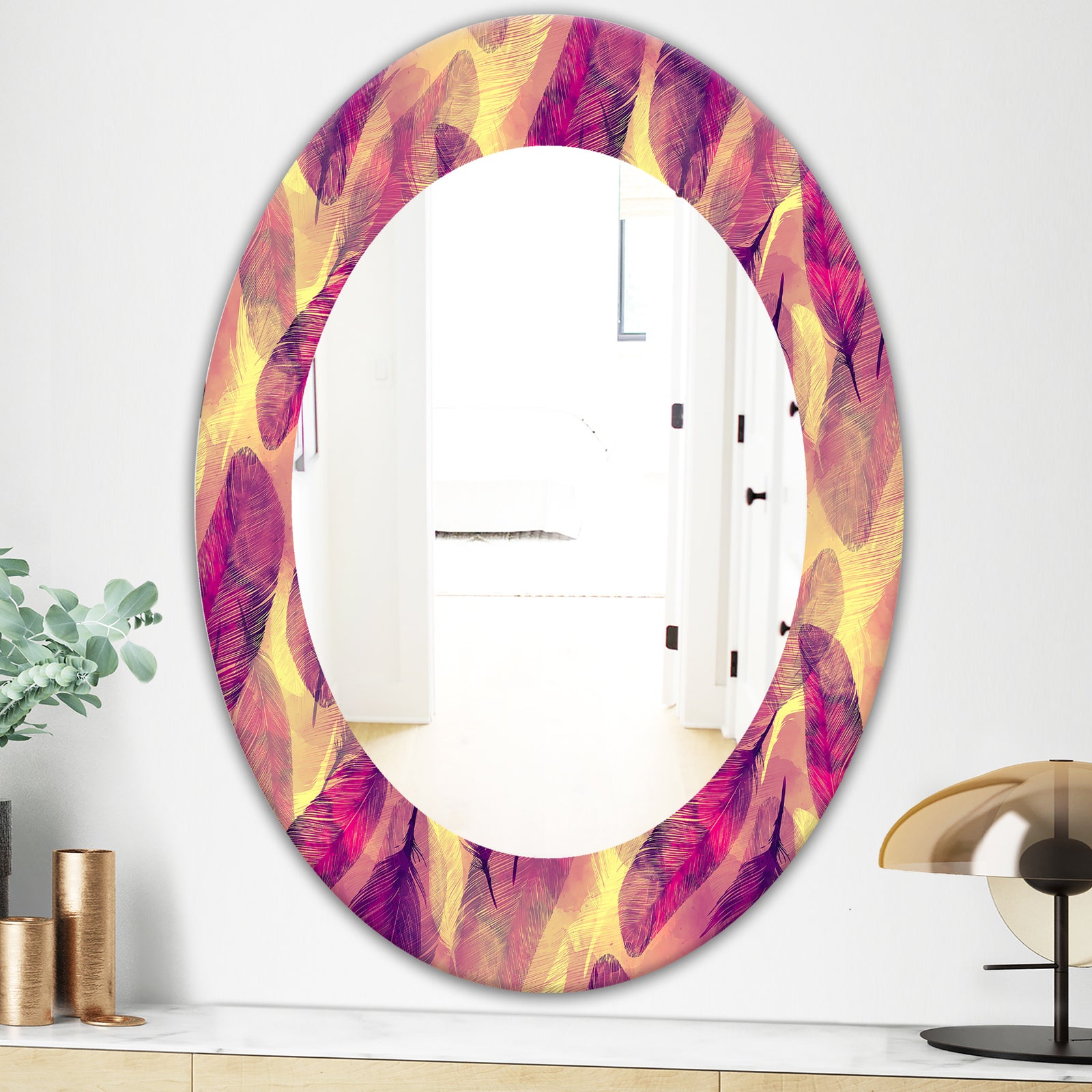 Feathers 3 - Modern Mirror - Oval or Round Wall Mirror
