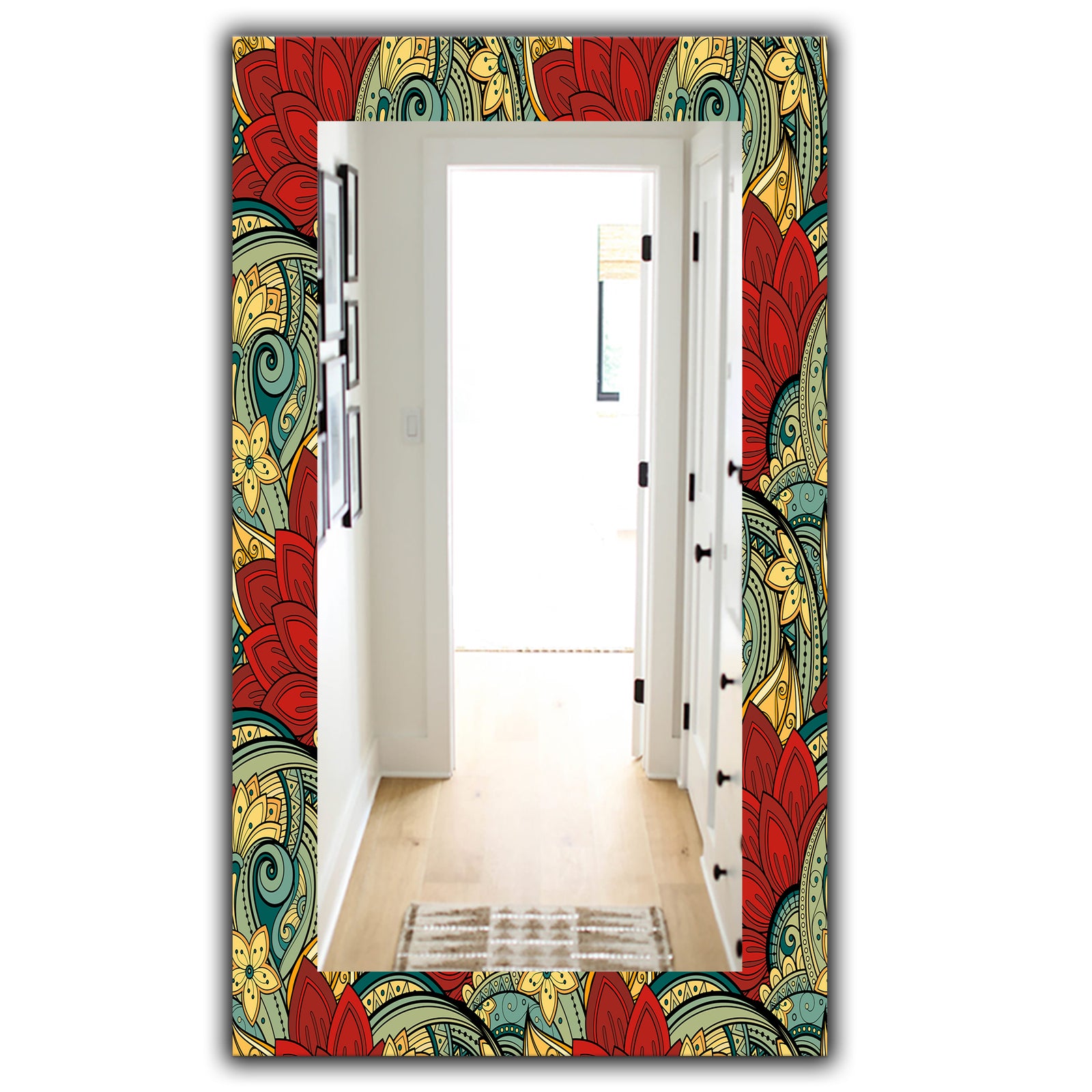 Colorful Floral Pattern - Bohemian and Eclectic Mirror - Modern Wall Mirror