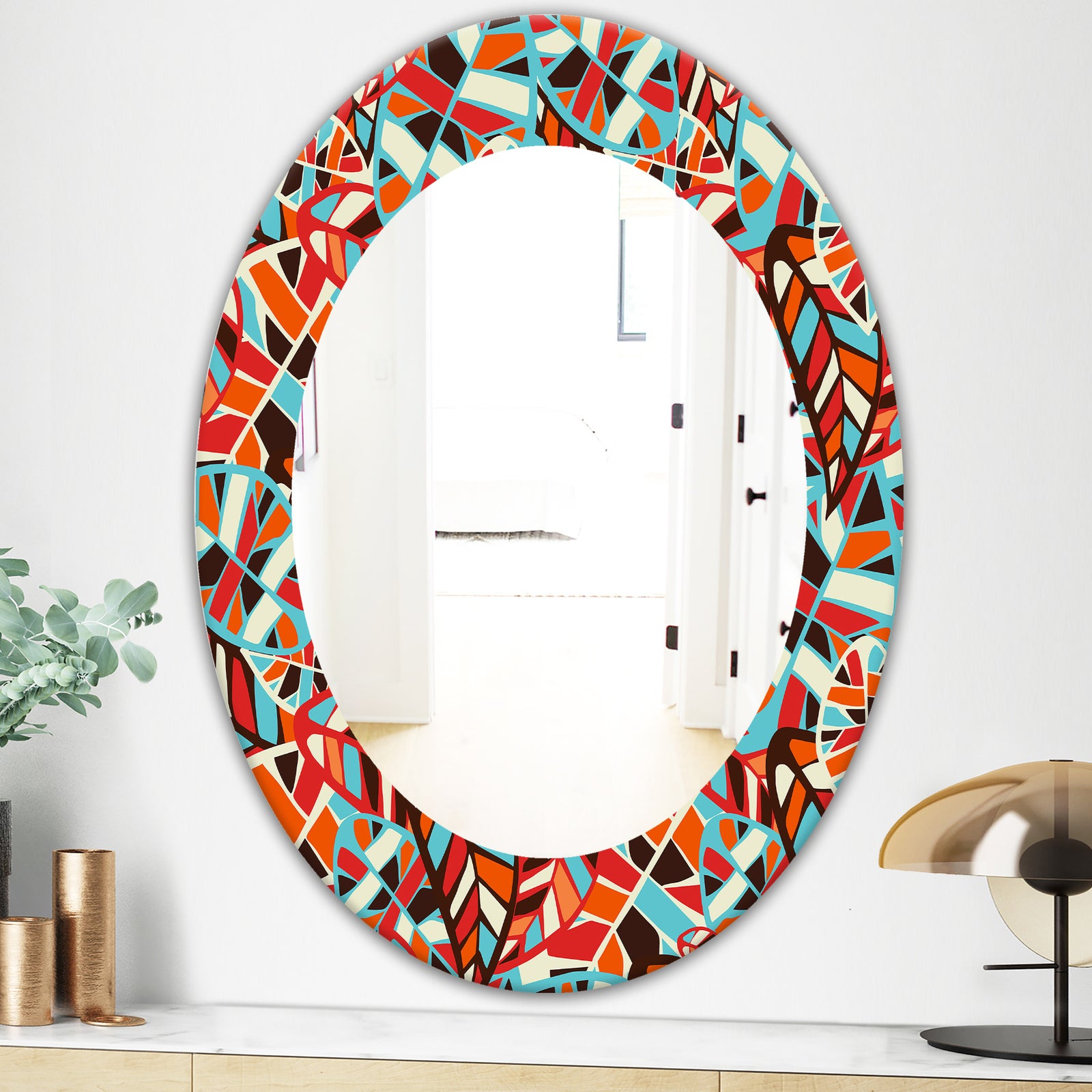 Feathers 4 - Modern Mirror - Frameless Oval or Round Wall Mirror