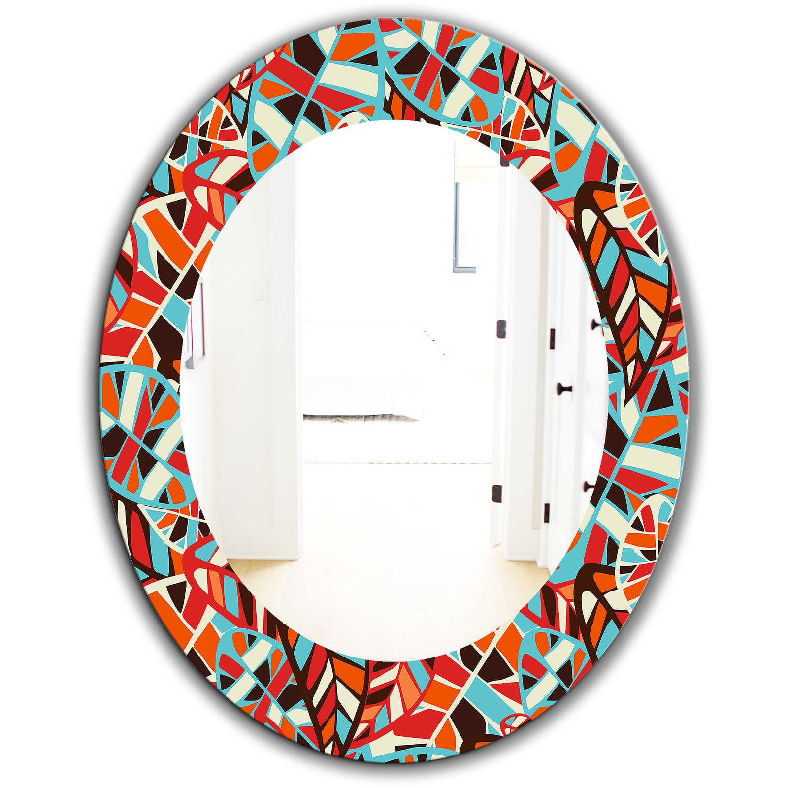 Feathers 4 - Modern Mirror - Frameless Oval or Round Wall Mirror