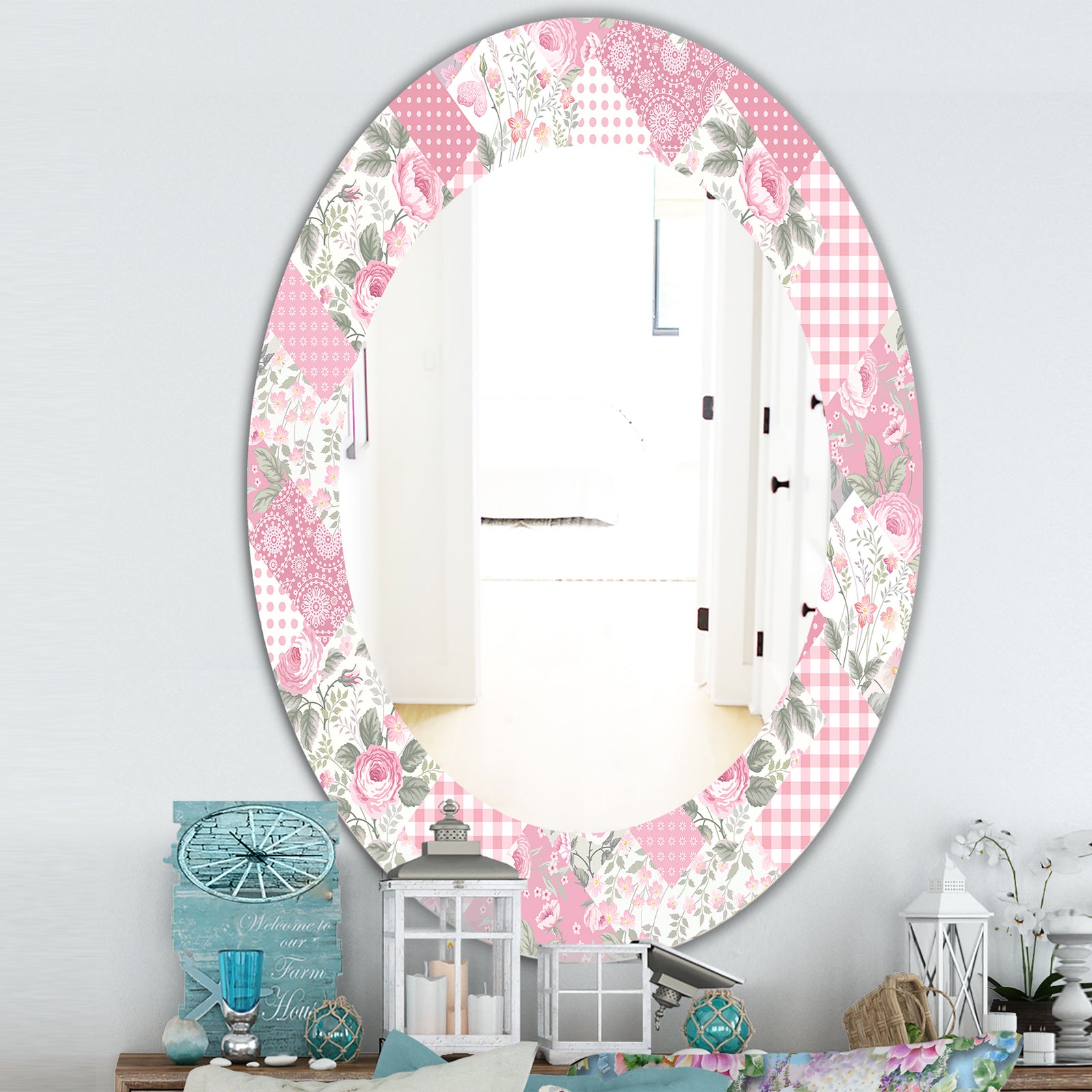 Floral Dew 6 - Traditional Mirror - Oval or Round Wall Mirror