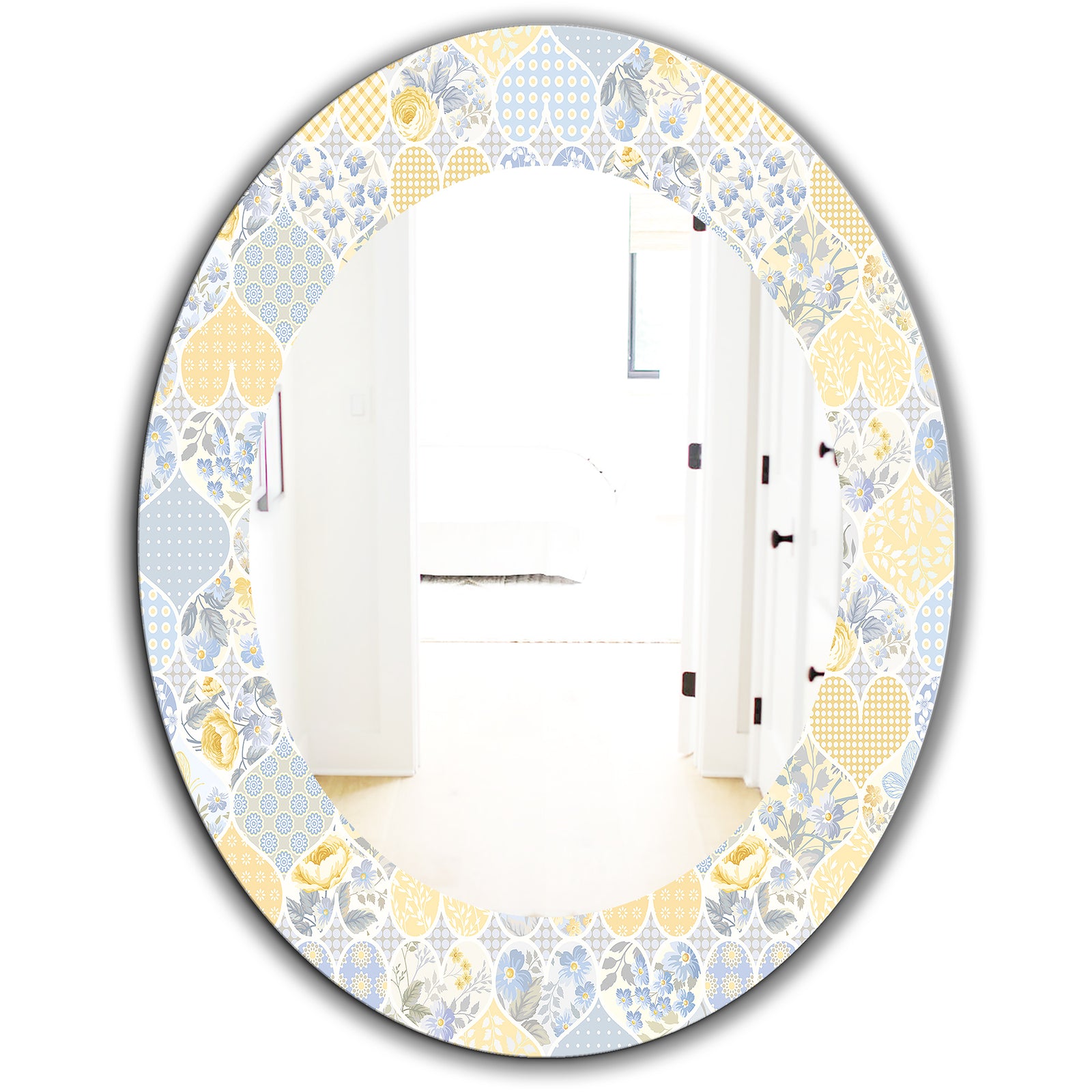 Floral Dew 7 - Farmhouse Mirror - Oval or Round Wall Mirror