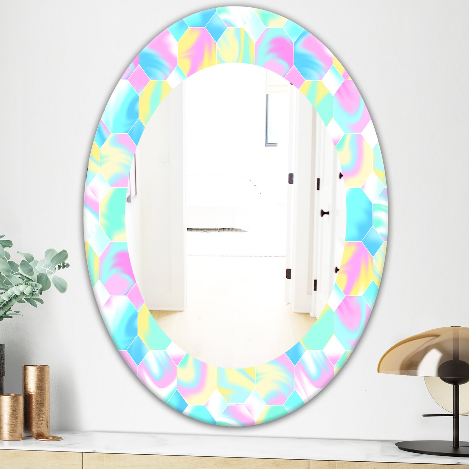 Pastel Dreams 1 - Modern Mirror - Oval or Round Wall Mirror