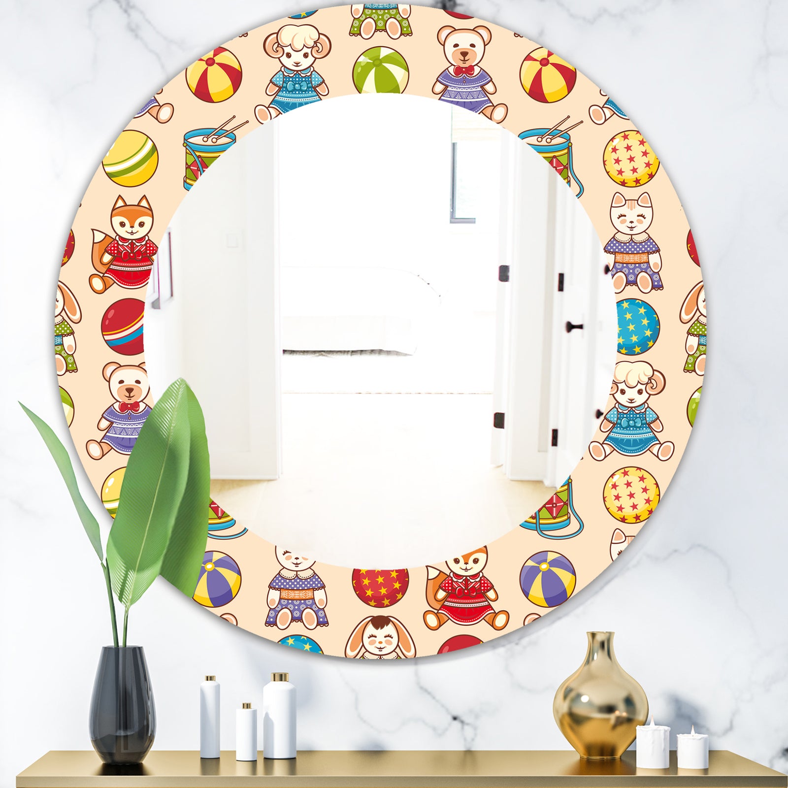 Kids Geometric 2 - Modern Mirror - Oval or Round Wall Mirror