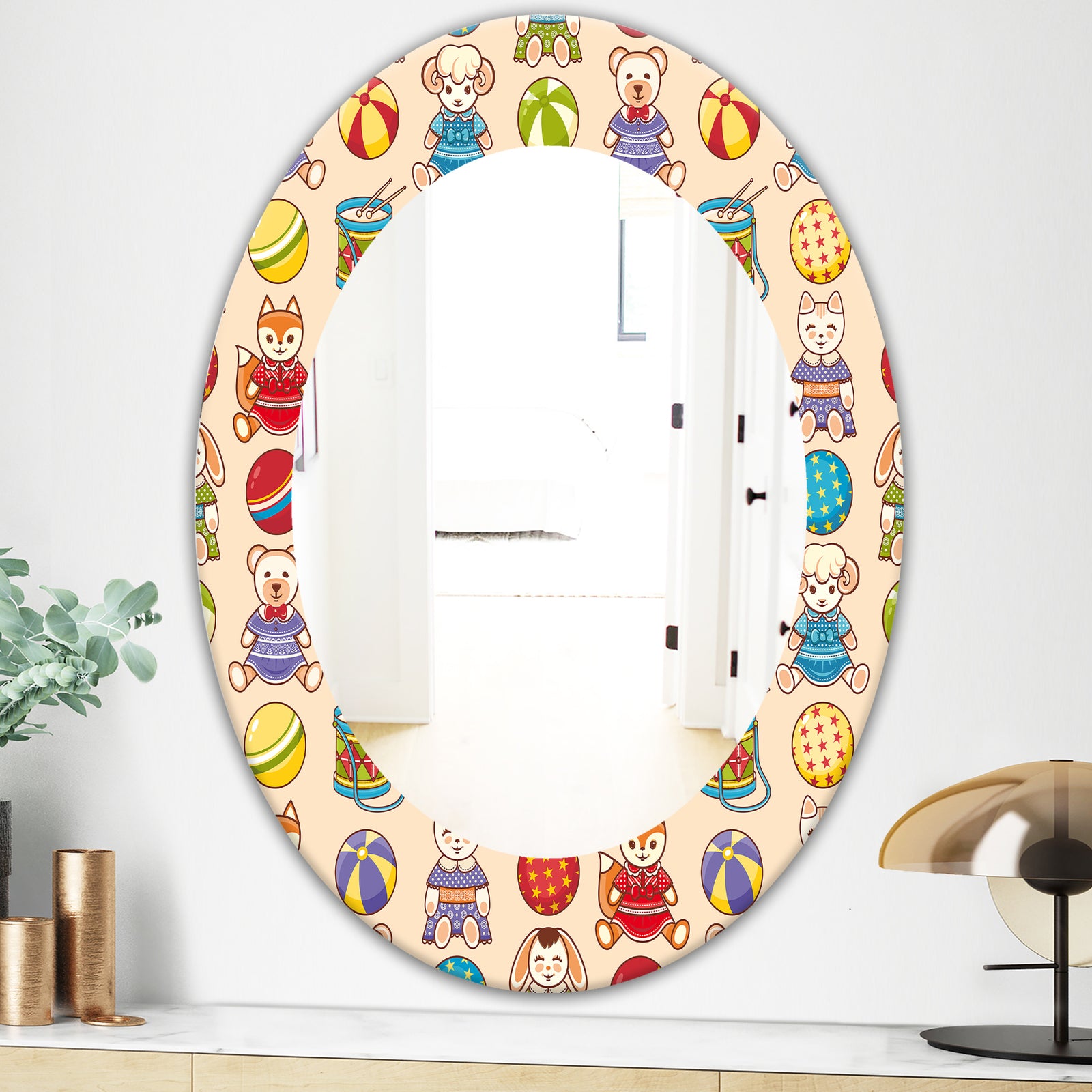 Kids Geometric 2 - Modern Mirror - Oval or Round Wall Mirror