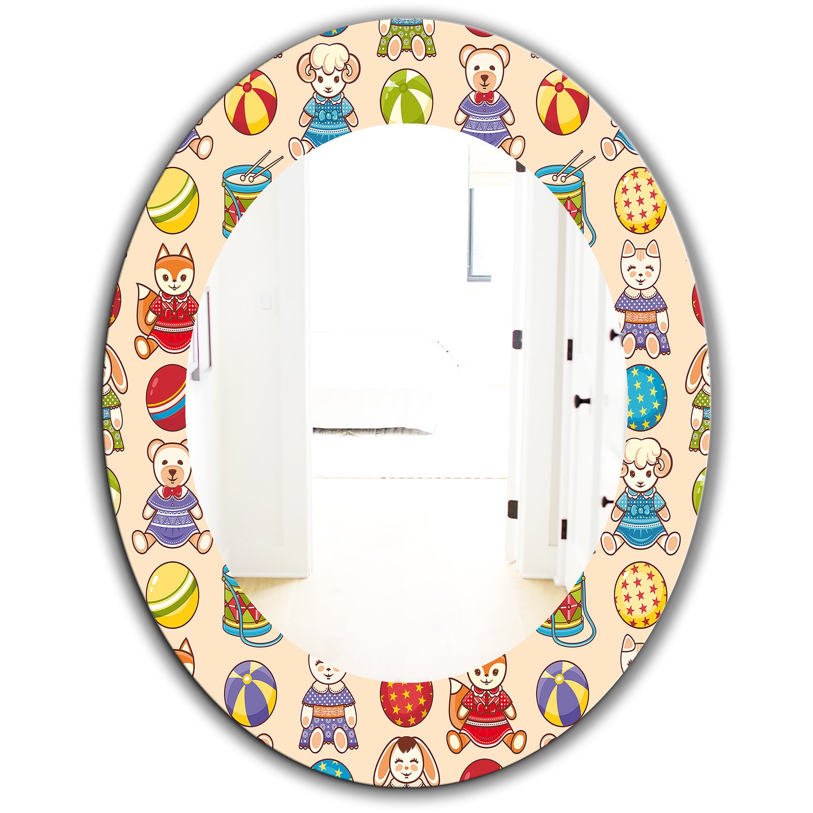 Kids Geometric 2 - Modern Mirror - Oval or Round Wall Mirror