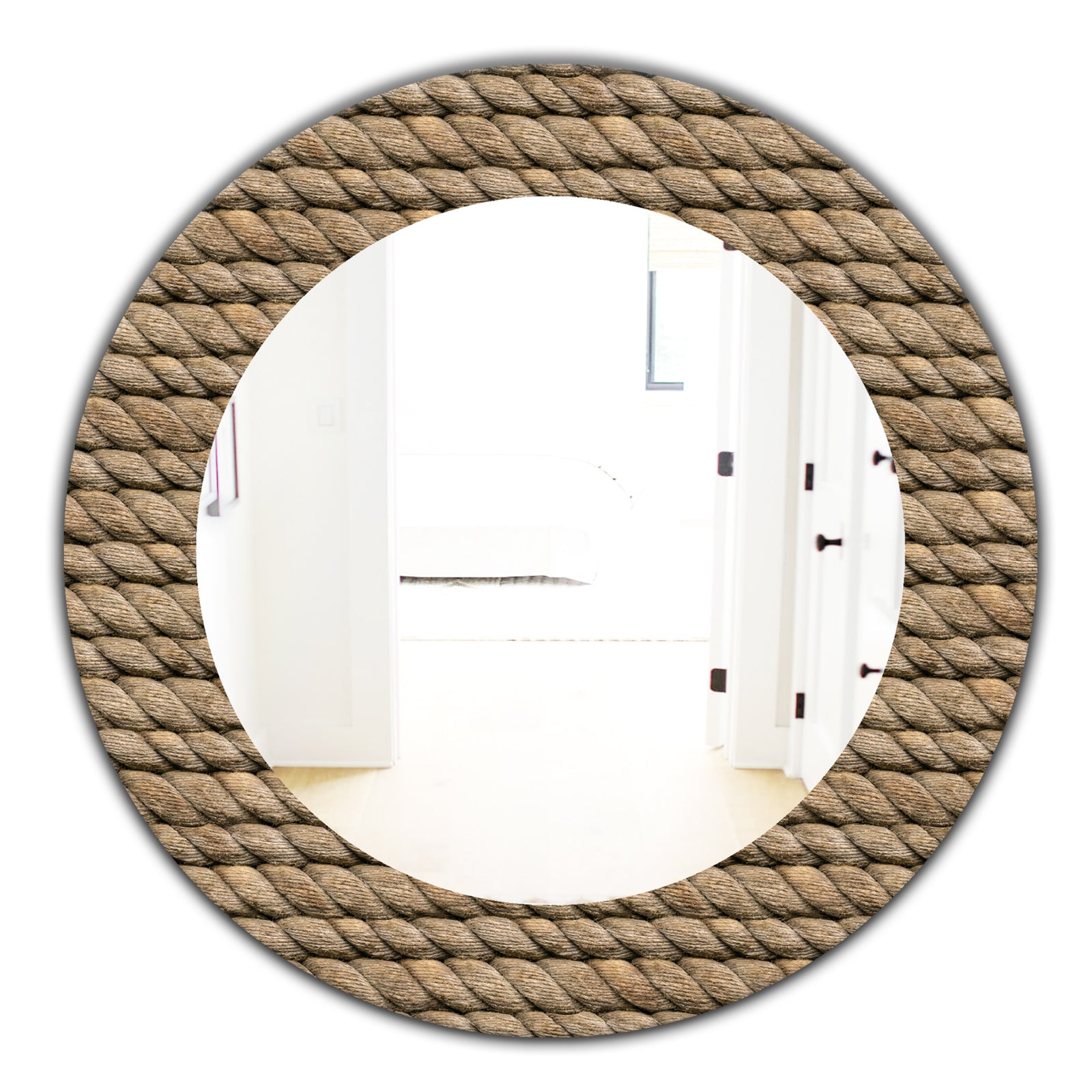 Hemp Rope - Farmhouse Mirror - Frameless Oval or Round Wall Mirror