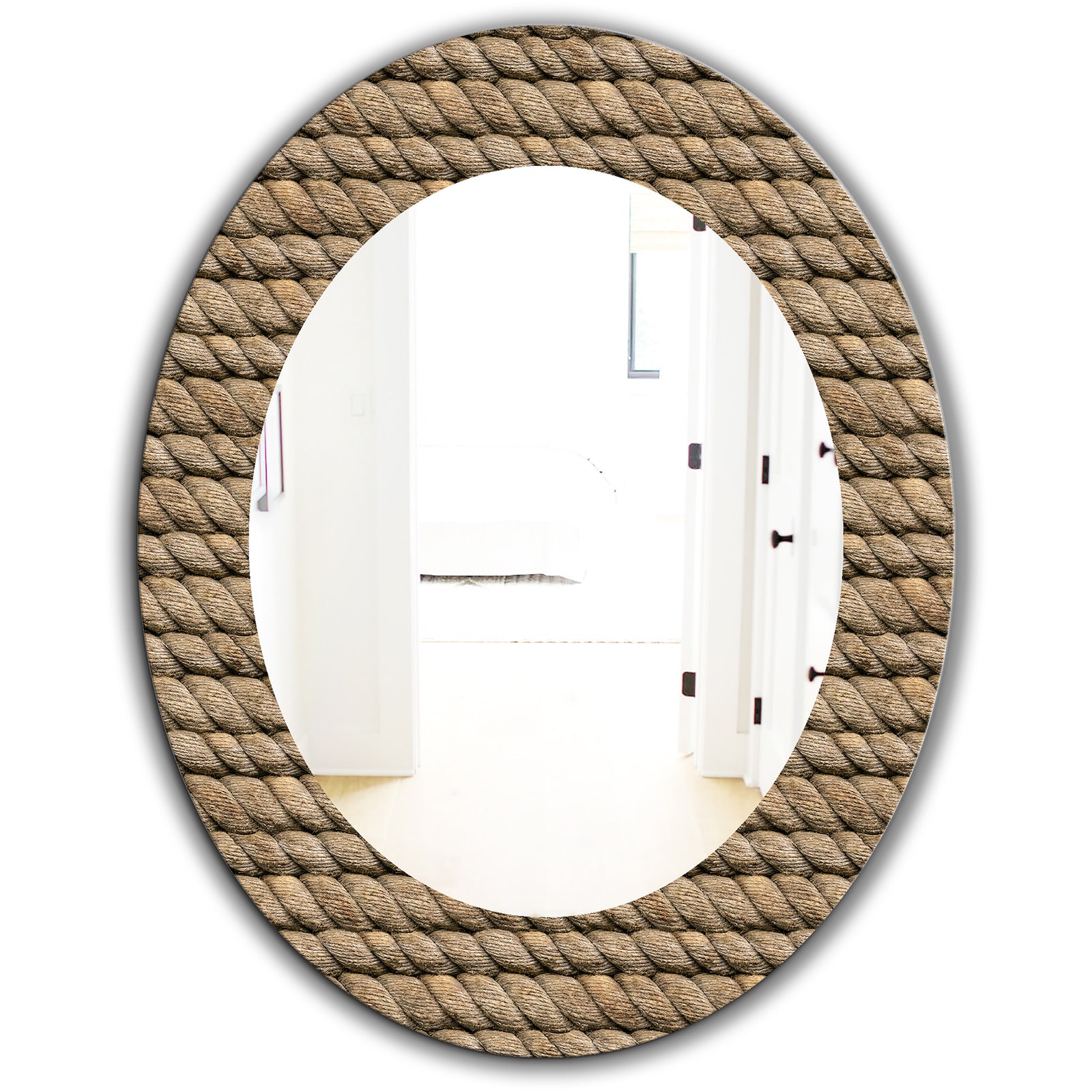 Hemp Rope - Farmhouse Mirror - Frameless Oval or Round Wall Mirror
