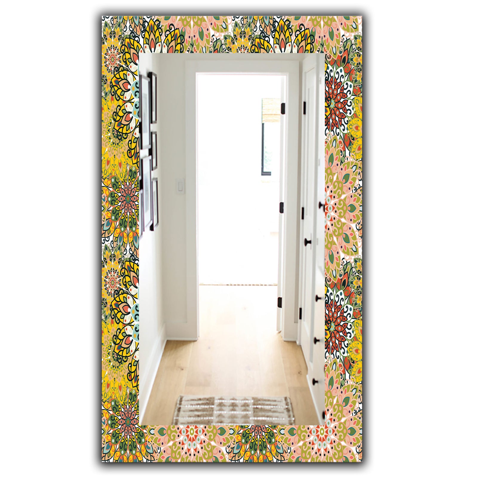 Mandala Pattern For Printing On Fabric Or Paper - Bohemian and Eclectic Mirror - Frameless Modern Wall Mirror
