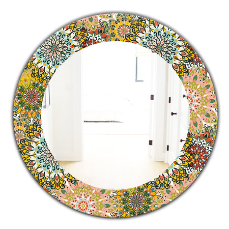 Mandala Pattern For Printing On Fabric Or Paper - Bohemian and Eclectic Mirror - Oval or Round Wall Mirror