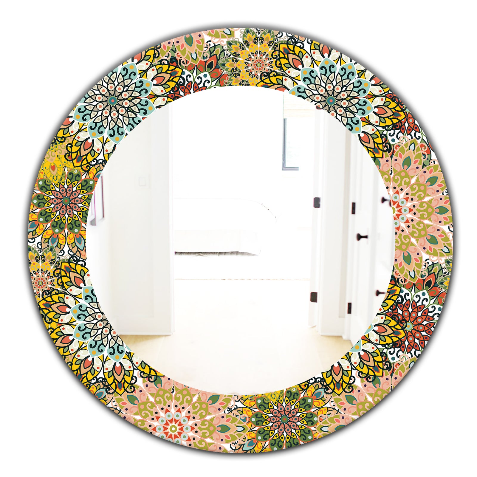 Mandala Pattern For Printing On Fabric Or Paper - Bohemian and Eclectic Mirror - Oval or Round Wall Mirror