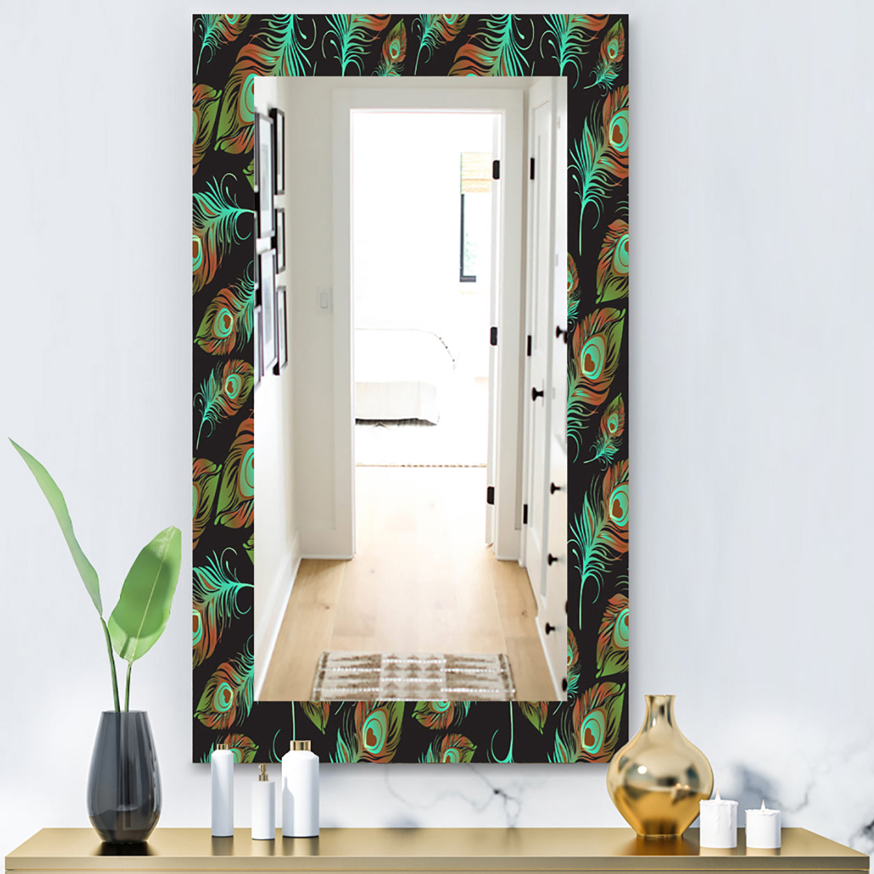 Feathers 5 - Bohemian and Eclectic Mirror - Modern Wall Mirror