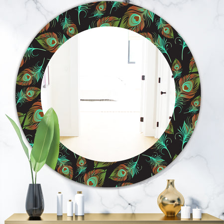 Feathers 5 - Bohemian and Eclectic Mirror - Oval or Round Wall Mirror