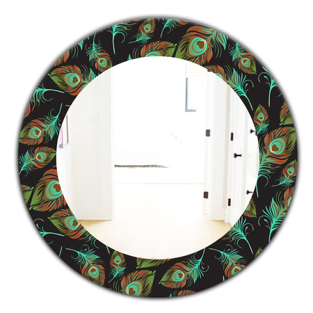 Feathers 5 - Bohemian and Eclectic Mirror - Oval or Round Wall Mirror