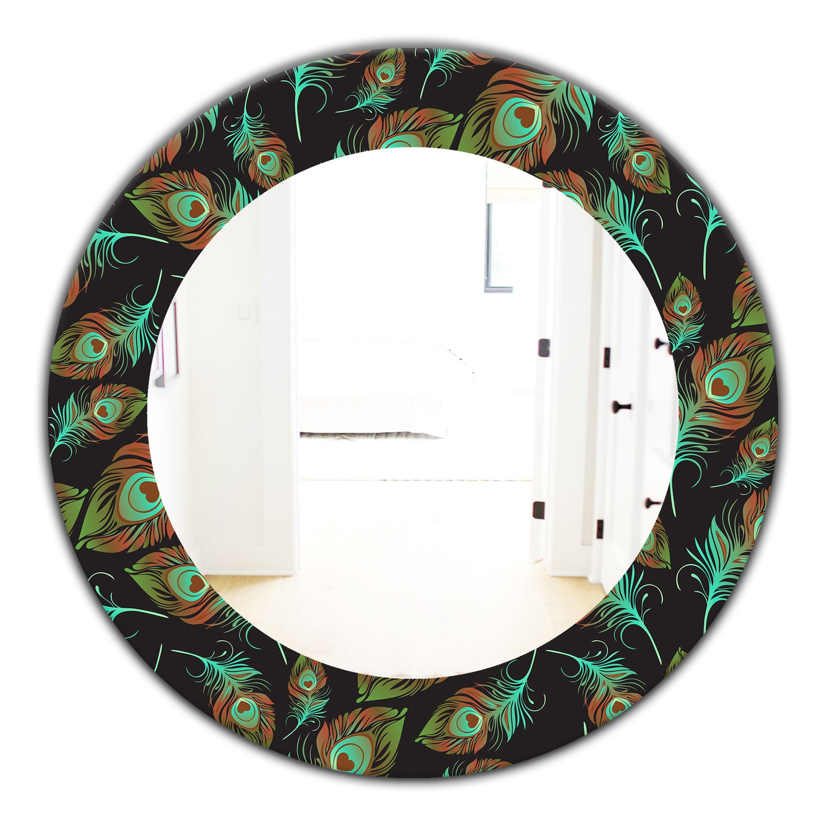 Feathers 5 - Bohemian and Eclectic Mirror - Oval or Round Wall Mirror