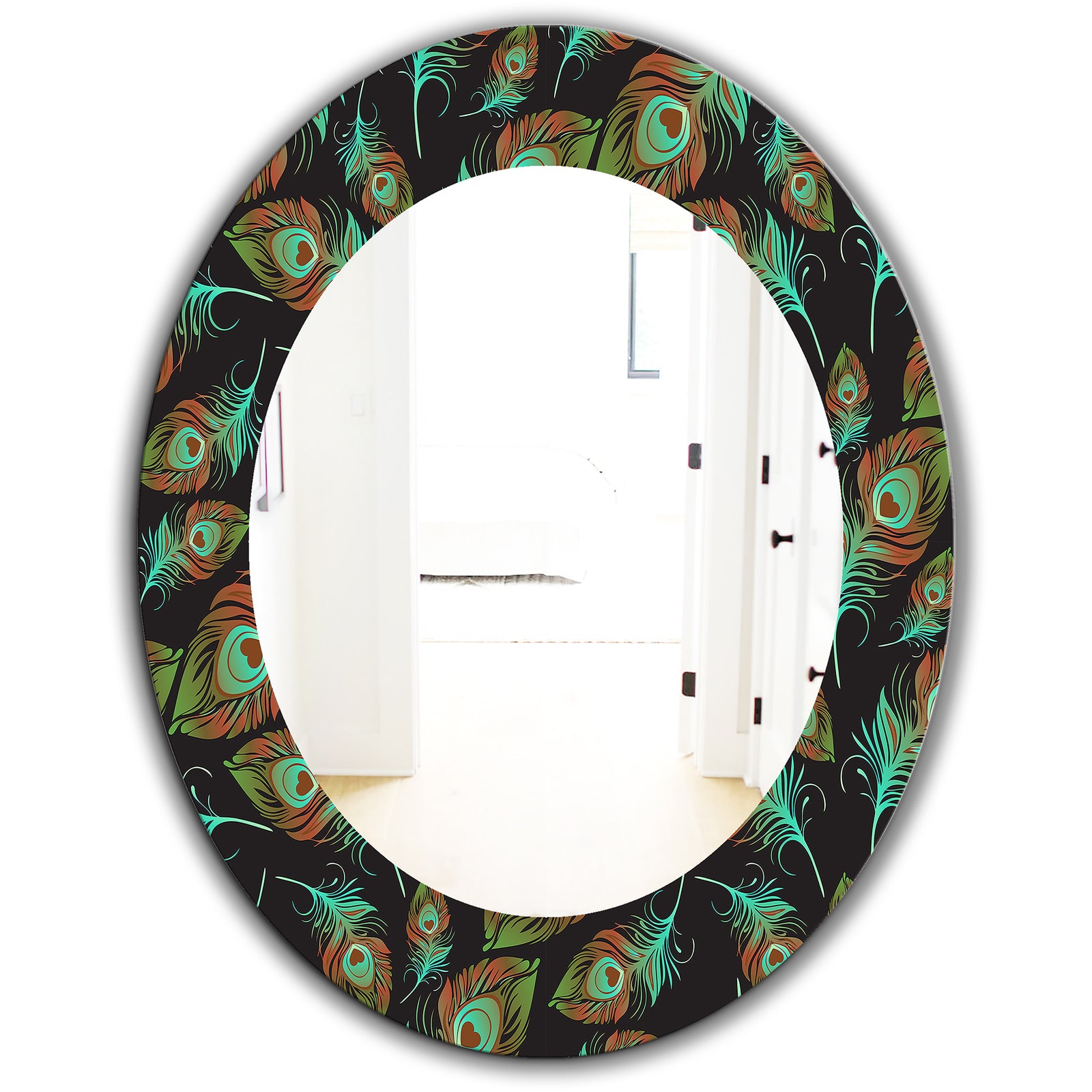 Feathers 5 - Bohemian and Eclectic Mirror - Oval or Round Wall Mirror