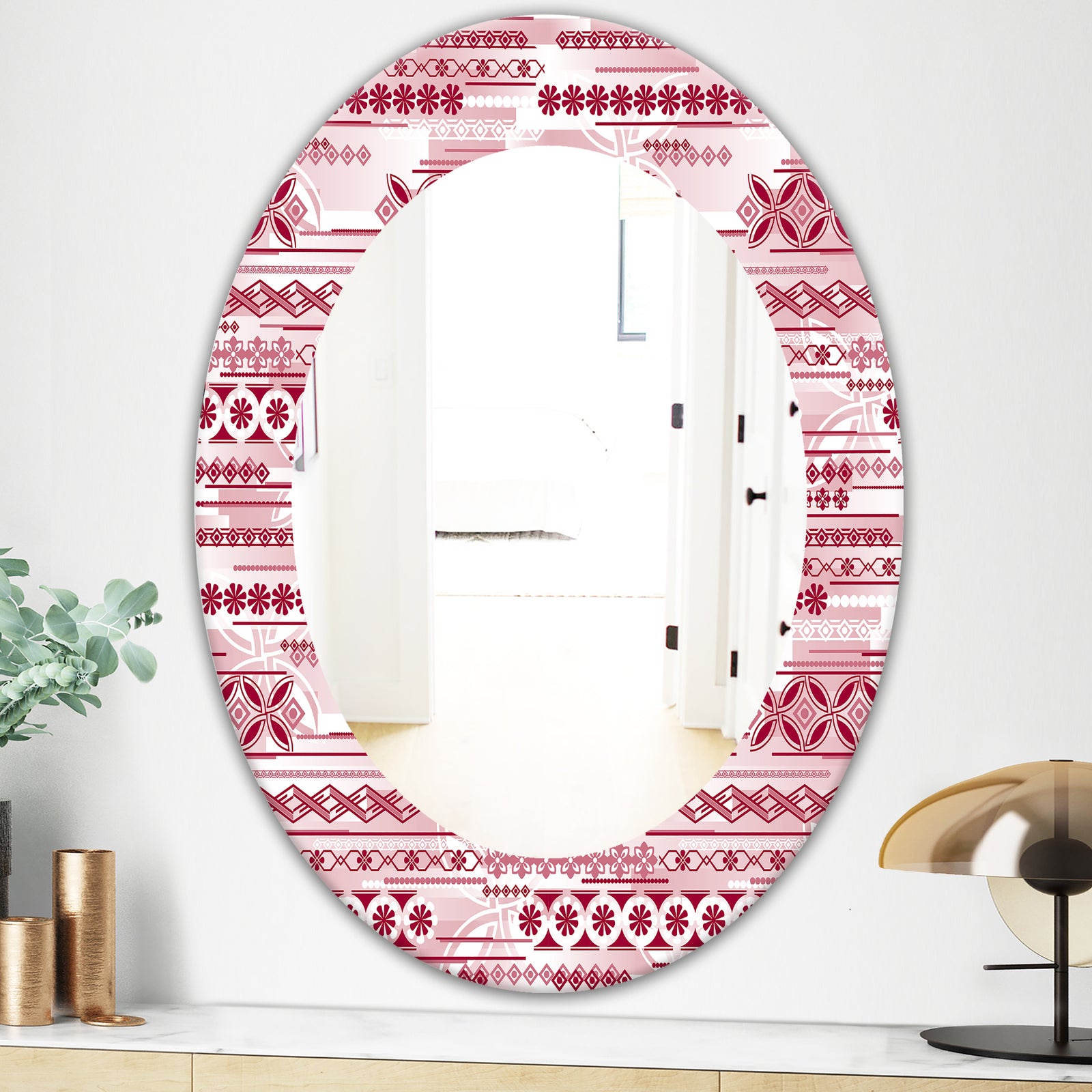 Irregular Pattern - Bohemian and Eclectic Mirror - Oval or Round Wall Mirror