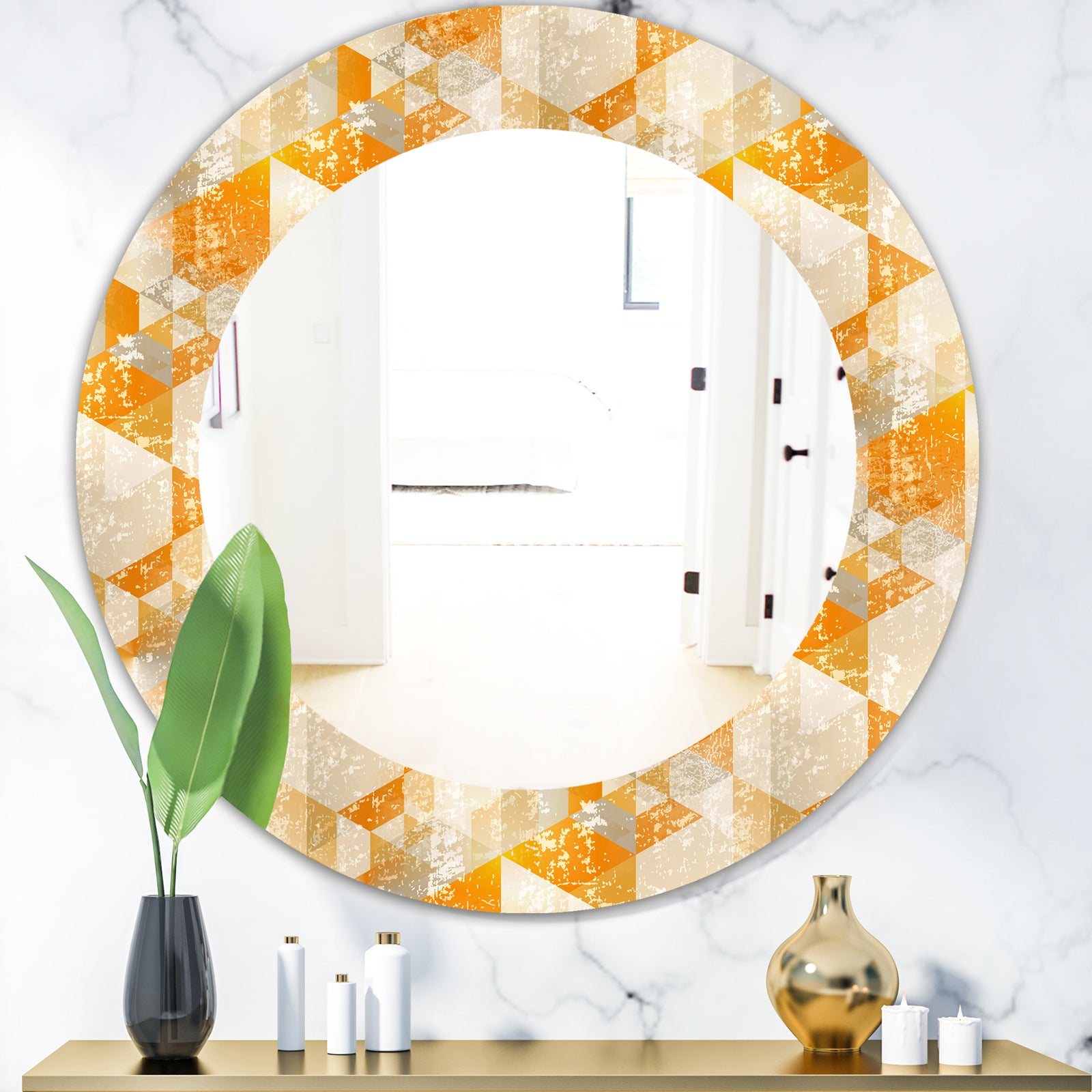 Gold Retro Style - Glam Mirror - Oval or Round Wall Mirror
