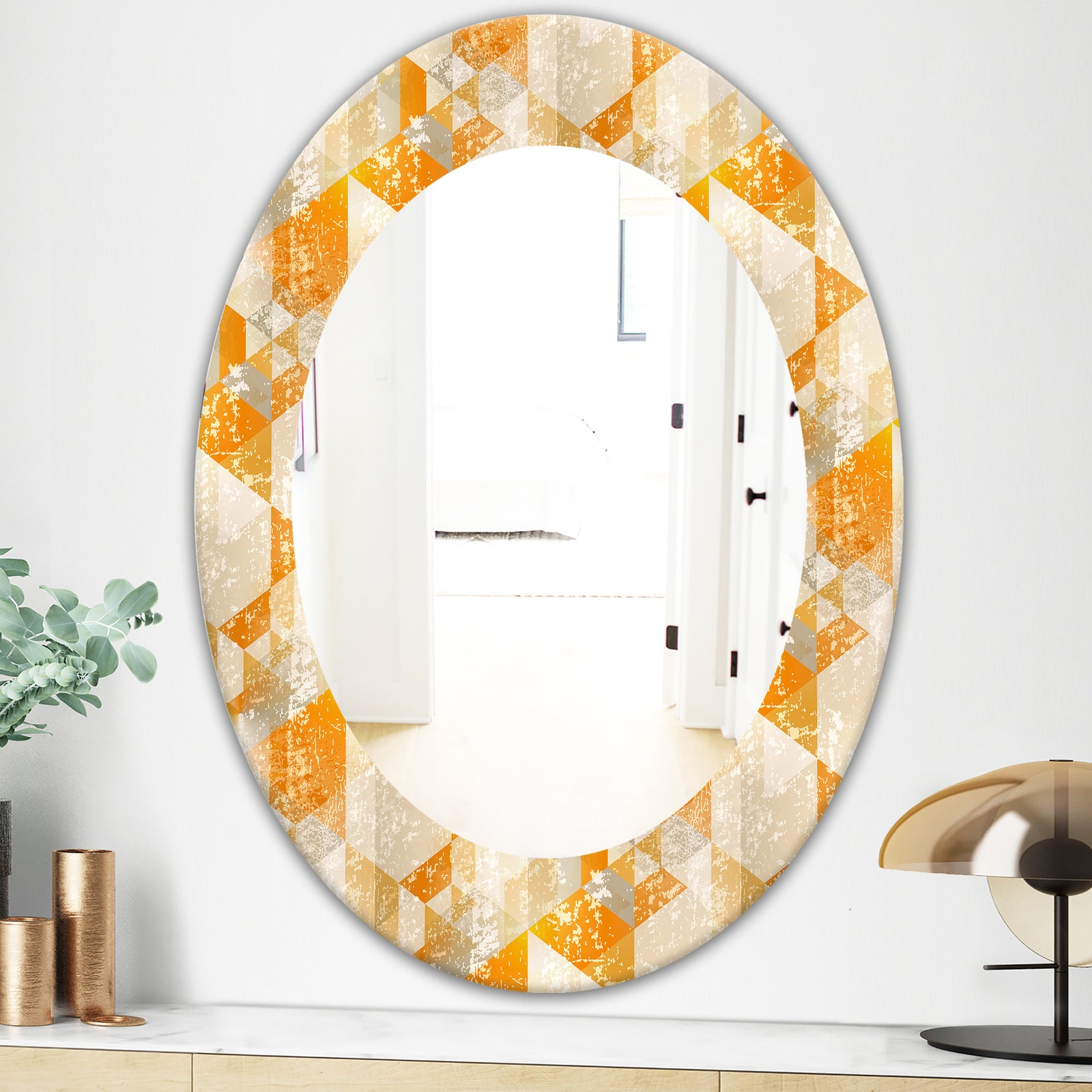 Gold Retro Style - Glam Mirror - Oval or Round Wall Mirror