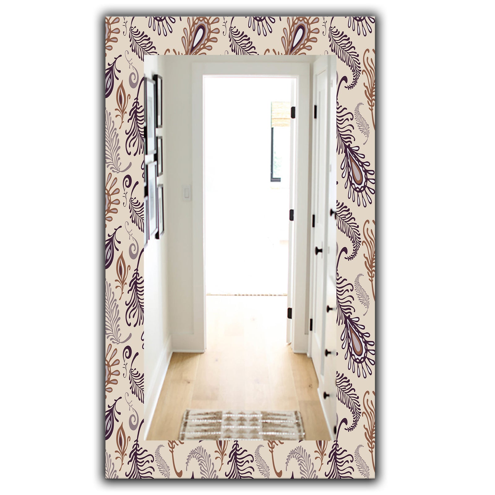 Various Feather Pattern - Bohemian Eclectic Mirror - Modern Wall Mirror