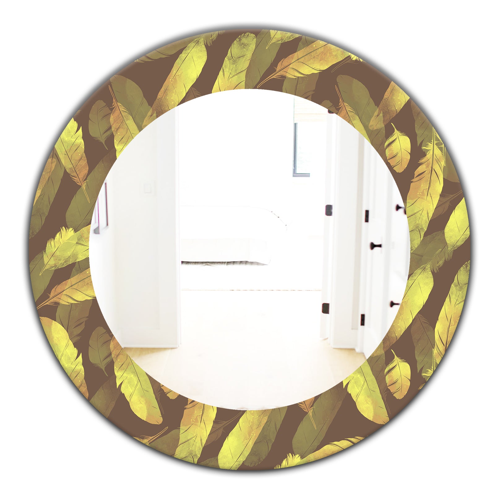 Yellow Moods 4 - Bohemian and Eclectic Mirror - Oval or Round Wall Mirror