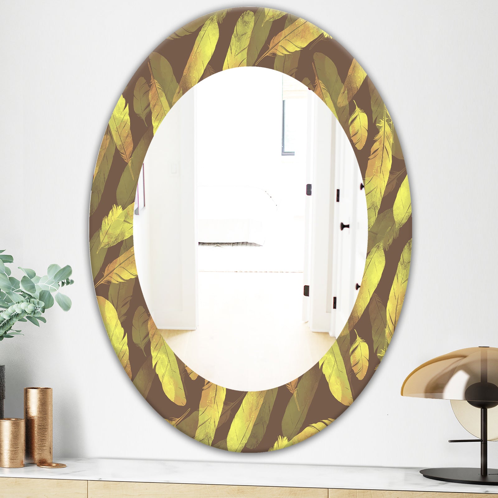 Yellow Moods 4 - Bohemian and Eclectic Mirror - Oval or Round Wall Mirror