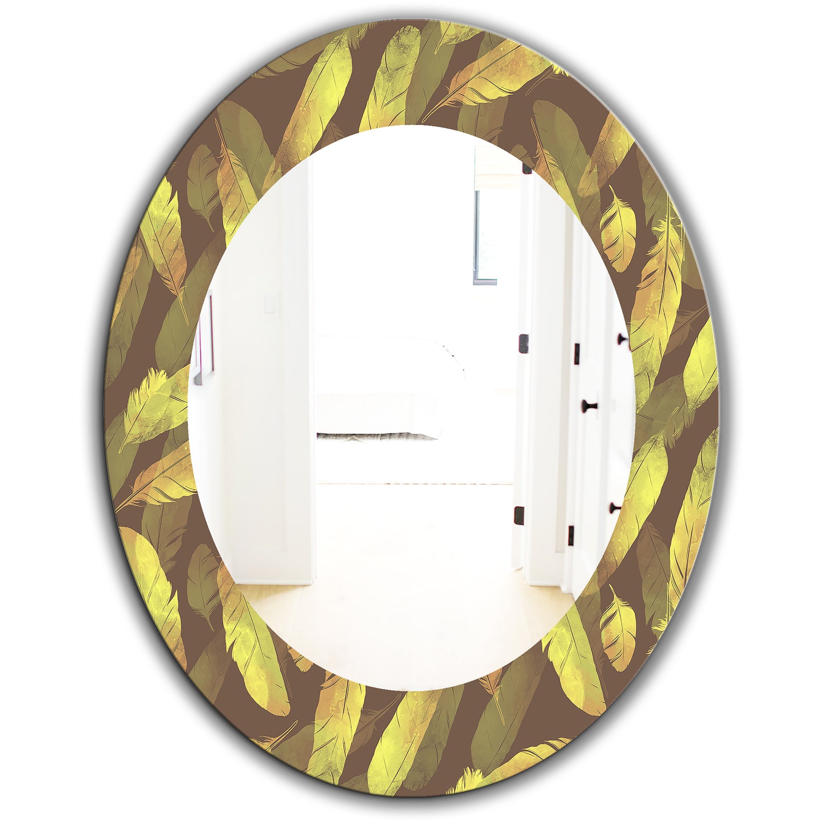 Yellow Moods 4 - Bohemian and Eclectic Mirror - Oval or Round Wall Mirror