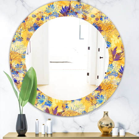 Imprints Flowers and Herb Pattern - Glam Mirror - Frameless Oval or Round Wall Mirror